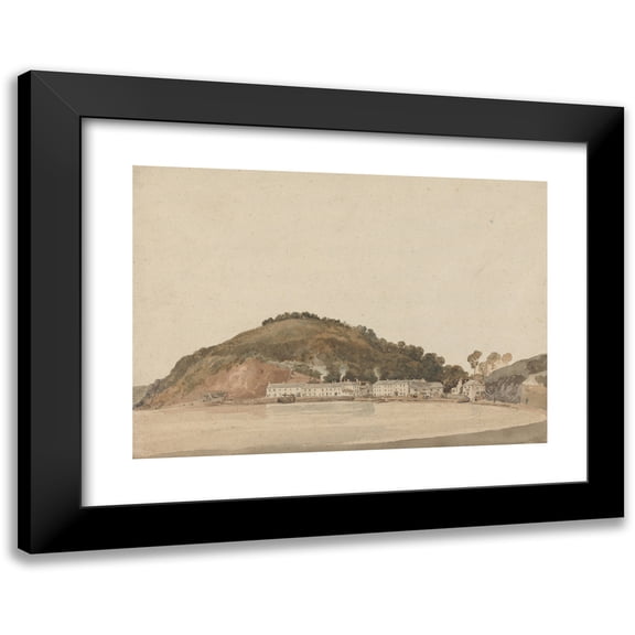 Thomas Girtin 24x18 Black Modern Framed Museum Art Print Titled - Headland on the Coast of South Devon, Possibly Shaldon