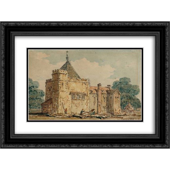 Thomas Girtin 2x Matted 24x18 Black Ornate Framed Art Print 'The Kitchen at Stanton Harcourt, Oxfordshire'