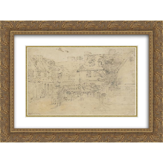 Thomas Girtin 2x Matted 24x18 Gold Ornate Framed Art Print 'Buildings at Aylesbury'