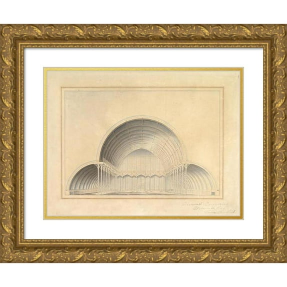 Thomas Guilford 18x14 Gold Ornate Wood Frame and Double Matted Museum Art Print Titled - Chatsworth Conservatory (19th Century)