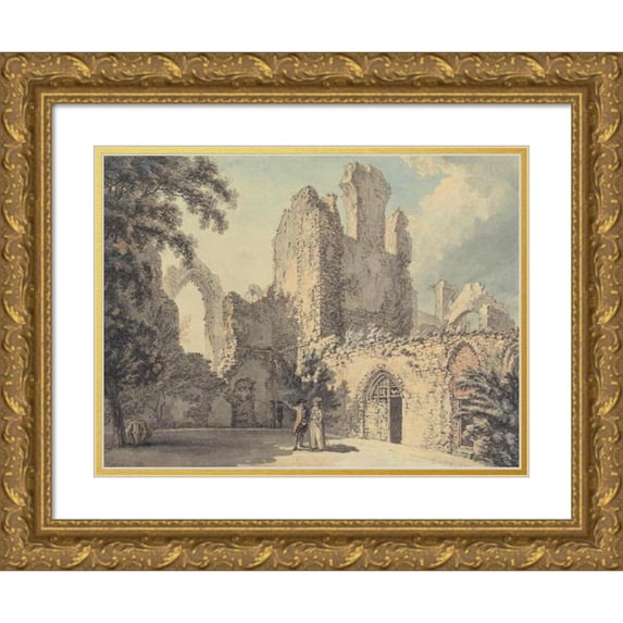Thomas Hearne 14x11 Gold Ornate Wood Frame and Double Matted Museum Art Print Titled - The Ruins of Leiston Abbey (1781)