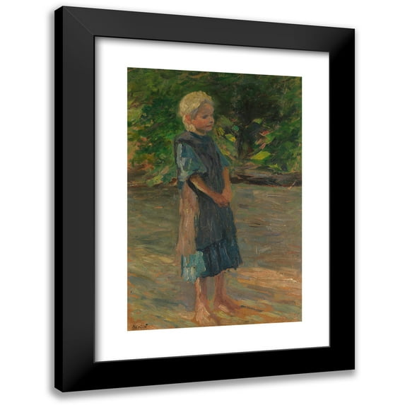 Thomas Herbst 13x18 Black Modern Framed Museum Art Print Titled - Standing Girl in the Blue Dress (1900)