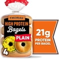 thumbnail image 1 of Thomas' High Protein Plain Bagels, 4 Count, 21g Protein, Kosher Bagels, 15.5 oz Bag pack of1, 1 of 3