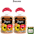 thumbnail image 1 of Thomas' High Protein Plain Bagels, 4 count, 21g Protein, Kosher Bagels, 15.5 oz, 1 of 6