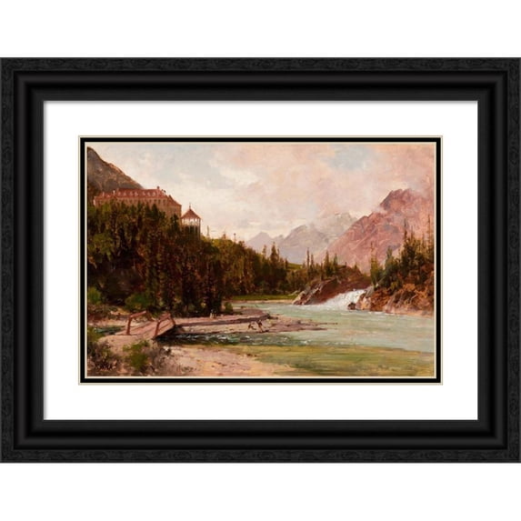 Thomas Hill 24x17 Black Ornate Framed Double Matted Museum Art Print Titled: Columbia River