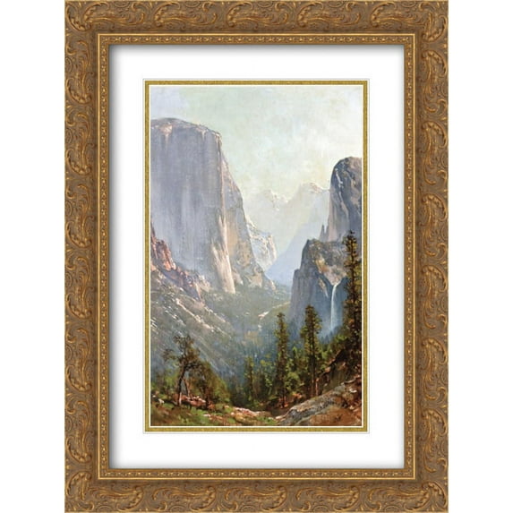 Thomas Hill 2x Matted 20x24 Gold Ornate Framed Art Print 'Early Morning, Yosemite Valley'
