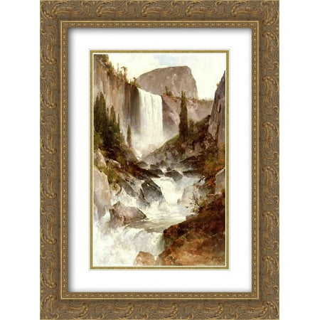 Thomas Hill 2x Matted 20x24 Gold Ornate Framed Art Print 'Falls in Yosemite '