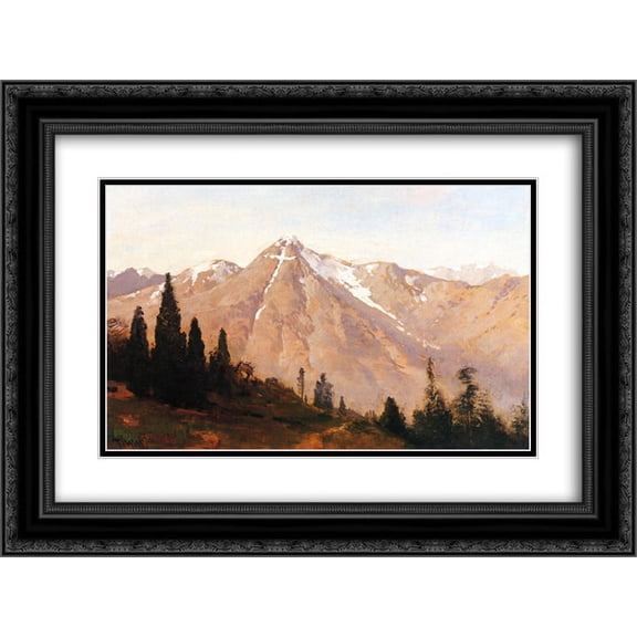 Thomas Hill 2x Matted 24x20 Black Ornate Framed Art Print 'Mountain of the Holy Cross'