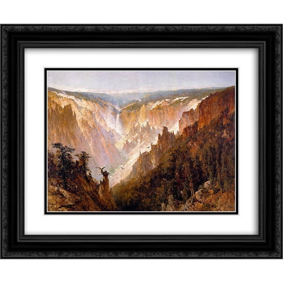Thomas Hill 2x Matted 24x20 Black Ornate Framed Art Print 'The Grand Canyon of the Yellowstone '