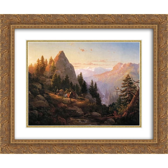 Thomas Hill 2x Matted 24x20 Gold Ornate Framed Art Print 'Sugar Loaf Peak, El Dorado County '