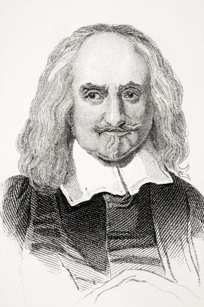 Thomas Hobbes 1588-1679 English Philosopher And Political Theorist From Old Englands Worthies By Lord Brougham And Others Published London Circa 1880s Canvas Art - Ken Welsh Design Pics (22 x 34)