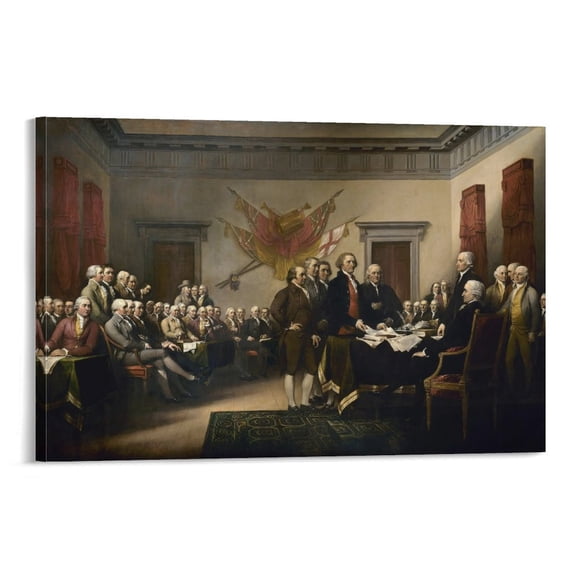 Thomas Jefferson Signing The Declaration Of Independence Poster Artworks Canvas Poster Room Aesthetic Wall Art Prints Home Modern Decor Gifts 16x24inch(40x60cm)
