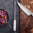 thumbnail image 1 of Thomas Keller Signature Diamond Coated 8-Inch Honing Steel White Kitchen Knife Sharpener, 1 of 7