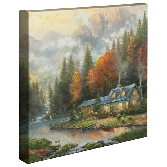 Thomas Kinkade Evening at Autumn Lake - 14" x 14" Gallery Wrapped Canvas