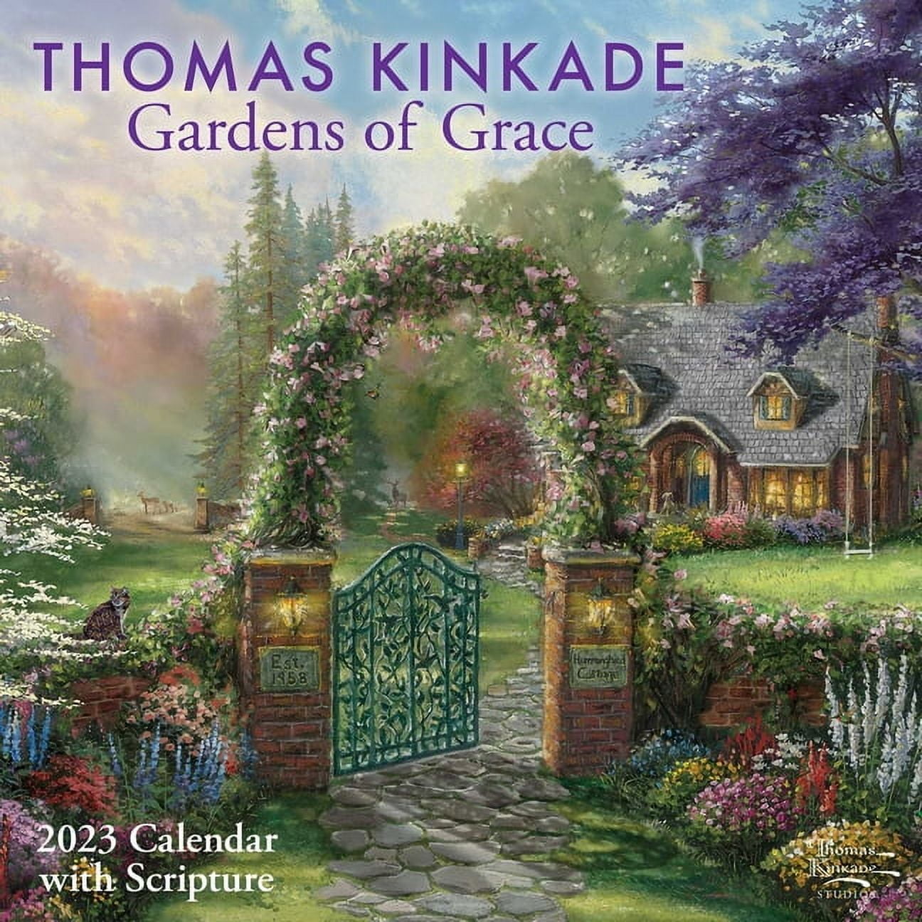 Thomas Kinkade Gardens of Grace with Scripture 2023 Wall Calendar (Other)