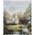 thumbnail image 1 of Thomas Kinkade Hometown Chapel Religious Quilt Throw Blanket, 1 of 1