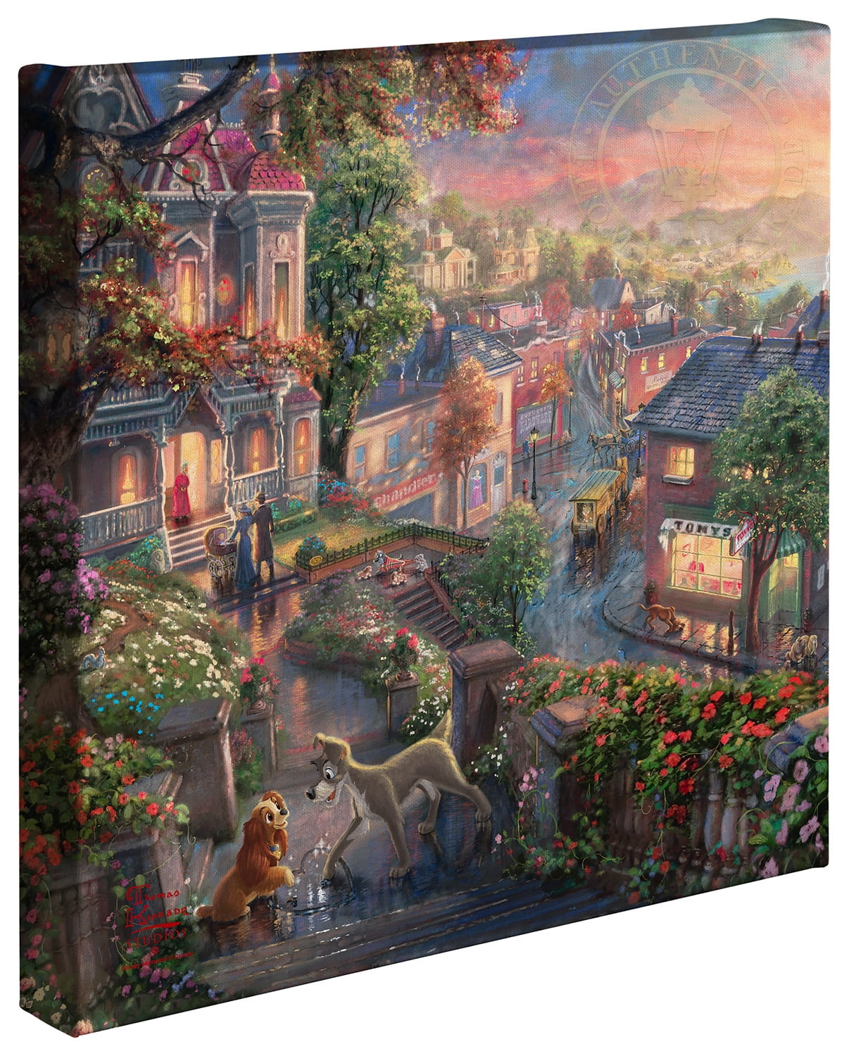 Victorian Lady and the Tramp Canvas Wall Art with Hardwood Frame