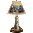 thumbnail image 1 of Thomas Kinkade Lamp with The Village Lighthouse Artwork On Shade and Lighthouse Base by The Bradford Exchange, 1 of 2