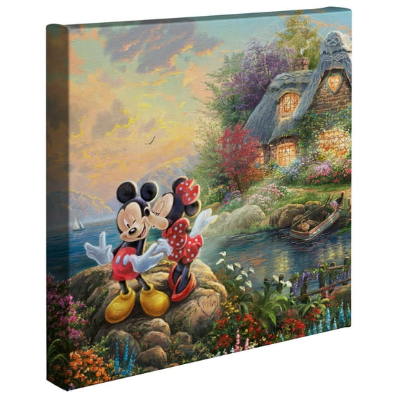 Thomas Kinkade Mickey & Minnie Sweetheart Cove - 14" x 14" Gallery Wrapped Canvas