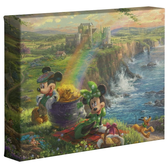 Thomas Kinkade Mickey and Minnie in Ireland - 8" x 10" Gallery Wrapped Canvas