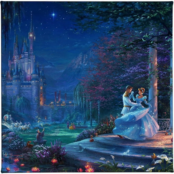 "Thomas Kinkade Studios Disney Cinderella Dancing in the Starlight 14"" x 14"" Frameless Wall Art "