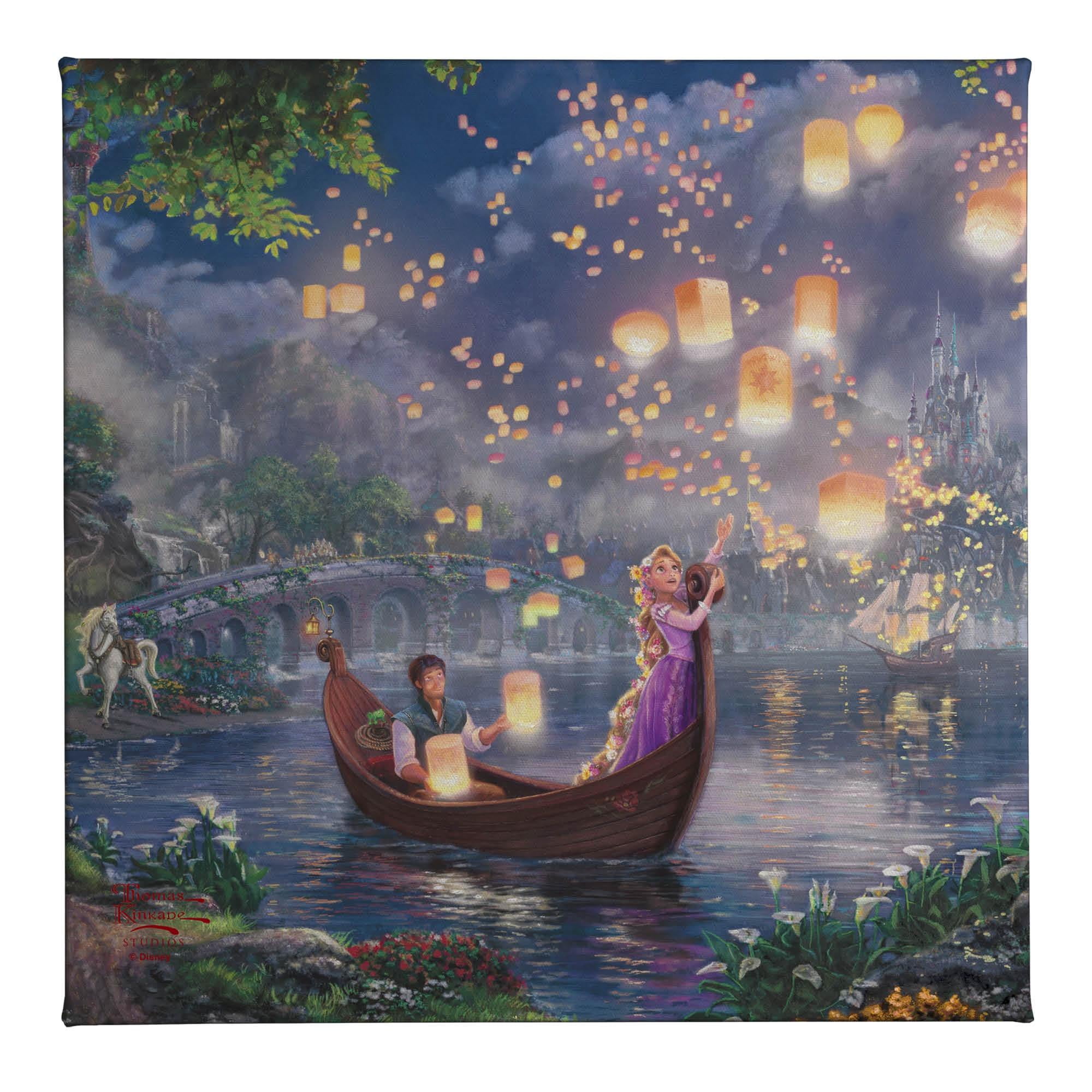 Thomas Kinkade Disney Tangled 14" x 14" Gallery Wrapped Canvas