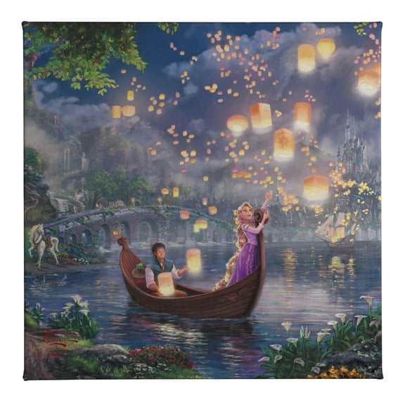 Thomas Kinkade Studios Disney Tangled Gallery Wrapped Canvas - 14" x 14" Disney Princess Canvas Wall Art