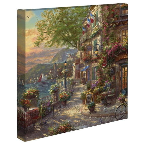 Thomas Kinkade Studios French Riviera Caf 14 x 14 Gallery Wrapped Canvas