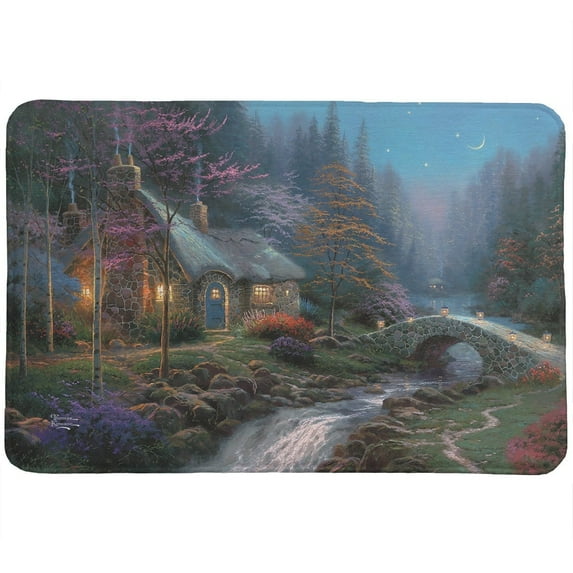 Thomas Kinkade  Twilight Cottage Memory Foam Rugby