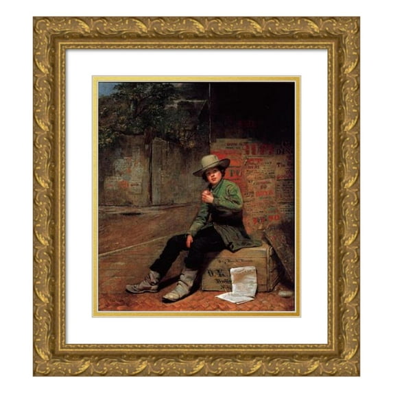 Thomas Le Clear 15x17 Gold Ornate Wood Frame and Double Matted Museum Art Print Titled - Buffalo Newsboy (1853)