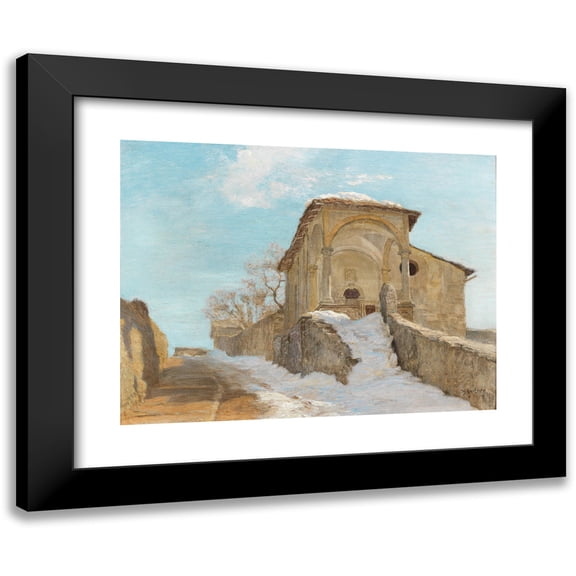 Thomas Leitner 14x12 Black Modern Framed Museum Art Print Titled - Chapel in Winter