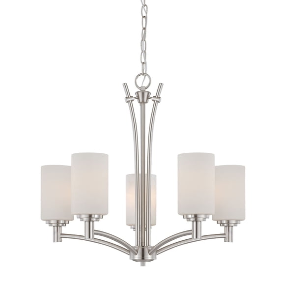 Thomas Lighting-190041217-Pittman - Five Light Chandelier  Brushed Nickel Finish with Etched Glass