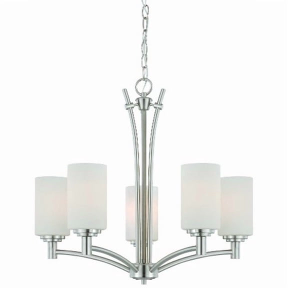 Thomas Lighting-190041217-Pittman - Five Light Chandelier Brushed Nickel Finish with Etched Glass