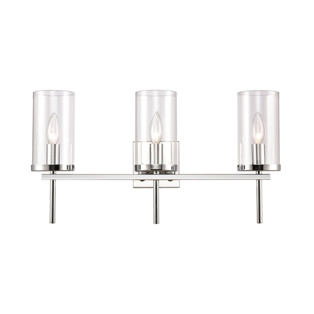 Oakland Chrome 3-Light Linear Vanity Light with Clear Glass Shades