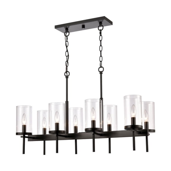 Elk Home Oakland 32.5-inch Wide 8-Light Linear Chandelier in Black