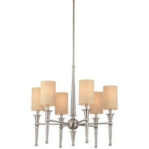 Brushed Nickel 6-Light Chandelier with Linen Shades