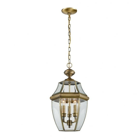 Ashford 3-Light Hanging Lantern in Antique Brass - Large