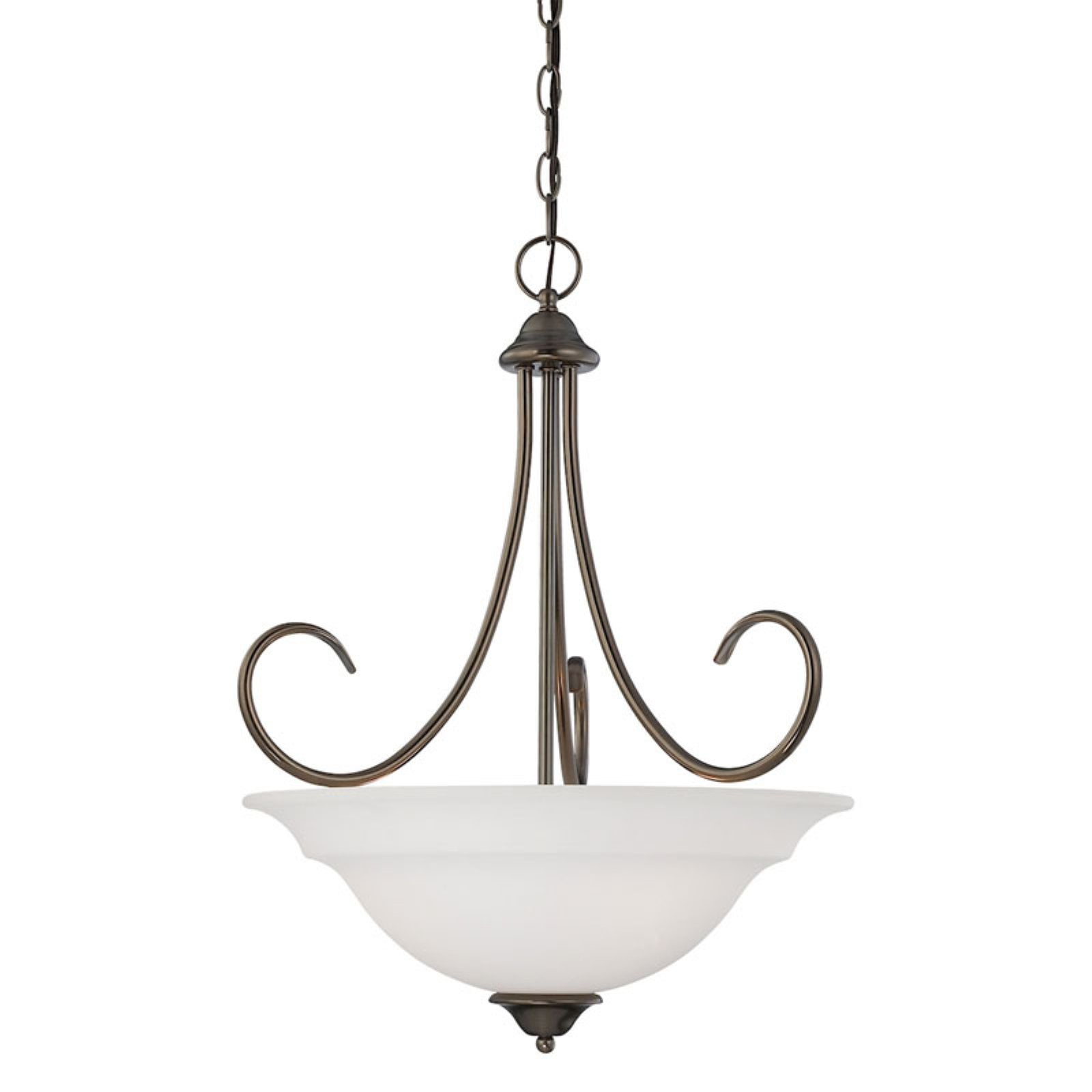 Bella 3-Light Oiled Bronze Pendant with White Glass Shade
