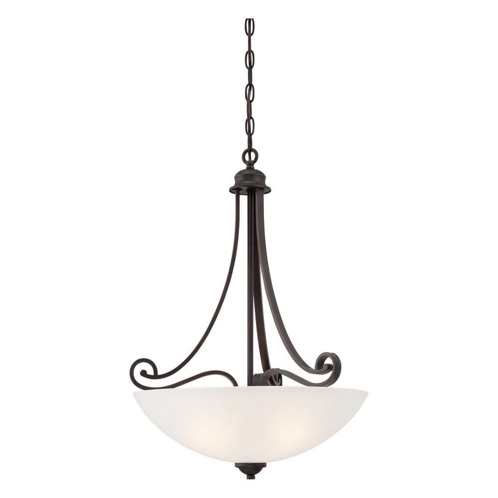Espresso Finish 3-Light Pendant with Etched Glass Bowl