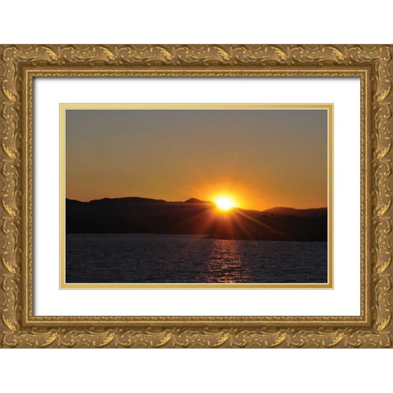 Thomas, Logan 14x11 Gold Ornate Wood Framed with Double Matting Museum Art Print Titled - Water Sundown I