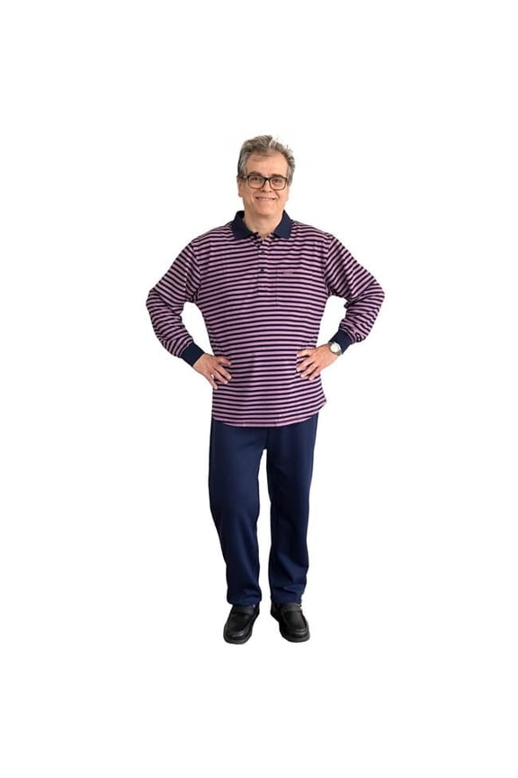 Thomas Long-Sleeved Adaptive Polo Shirt for Men, Blue - Extra Large