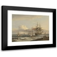 thumbnail image 1 of Thomas Luny 18x14 Black Modern Framed Museum Art Print Titled - A British ’74’ Unfurling its Sails as it Prepares to Leave the Anchorage with a Frigate and Various Coastal Craft Beyond (1828, 1 of 5