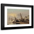 thumbnail image 1 of Thomas Luny 18x14 Black Modern Framed Museum Art Print Titled - Fishermen Sitting by Their Boat, Low-Tide, Devon (1832), 1 of 5