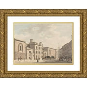 Thomas Malton the Younger 18x14 Gold Ornate Wood Frame and Double Matted Museum Art Print Titled - Newgate