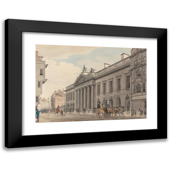Thomas Malton the Younger 24x18 Black Modern Framed Museum Art Print Titled - East India House