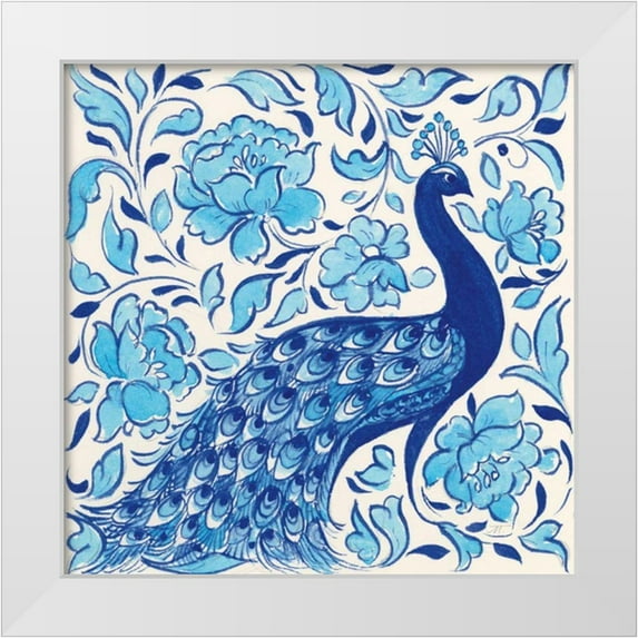 Thomas, Miranda 12x12 White Modern Wood Framed Museum Art Print Titled - Peacock Garden IV