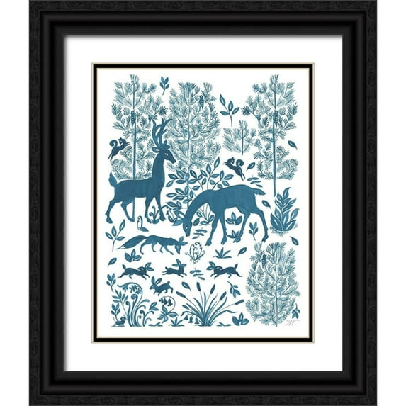 Thomas, Miranda 12x14 Black Ornate Wood Framed with Double Matting Museum Art Print Titled - Forest Life Otomi