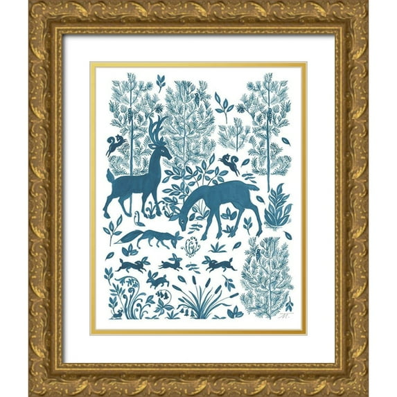 Thomas, Miranda 20x24 Gold Ornate Wood Framed with Double Matting Museum Art Print Titled - Forest Life Otomi