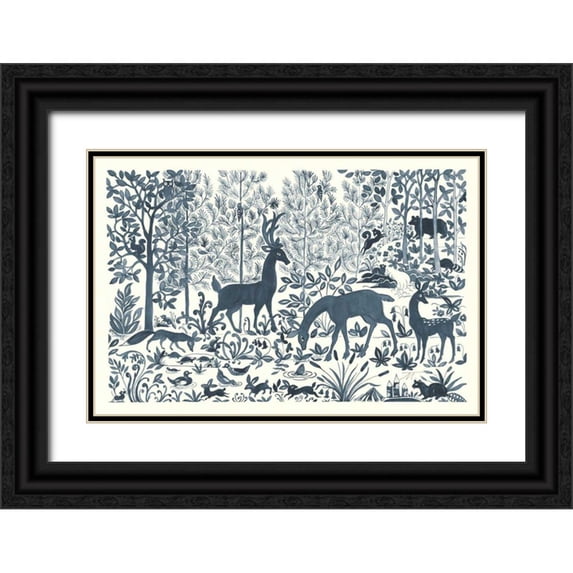 Thomas, Miranda 24x17 Black Ornate Wood Framed with Double Matting Museum Art Print Titled - Forest Life I