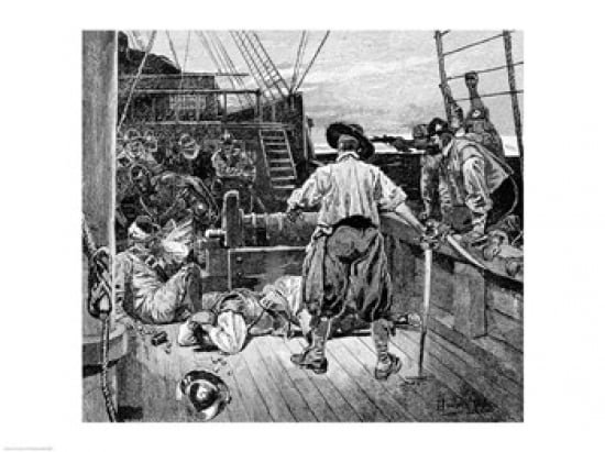 Thomas Moon began to Lay about him with his Sword Canvas Art - Howard Pyle (24 x 18)